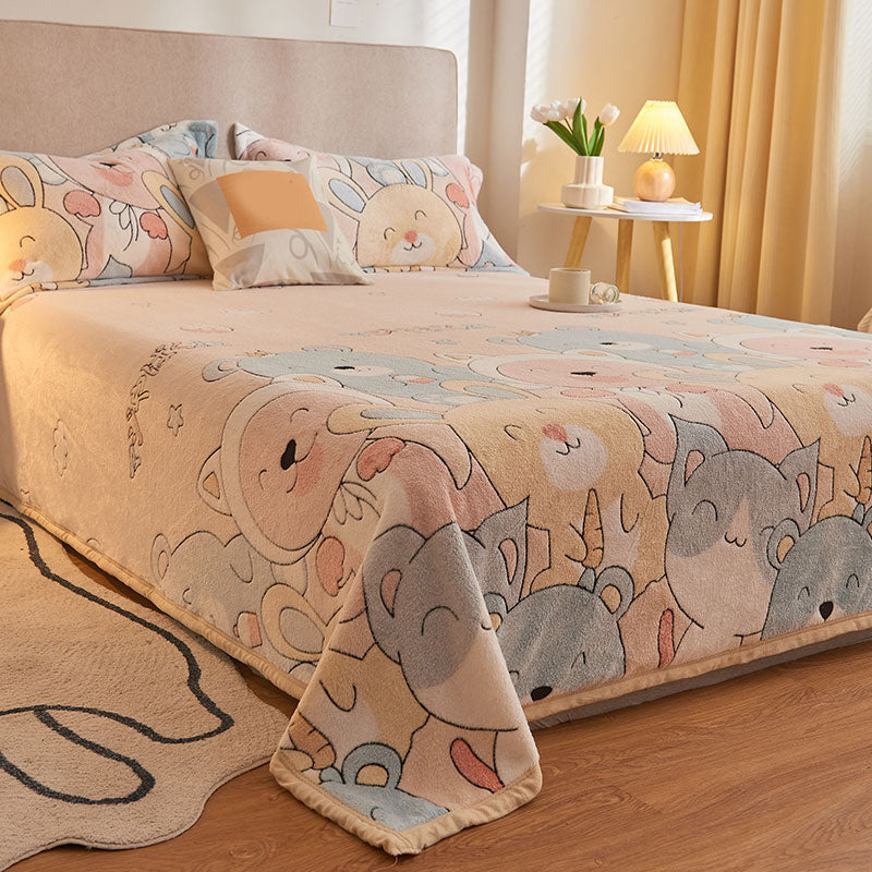 Breathable Sheet Cartoon Pattern Non-Pilling Ultra-Soft Sheet