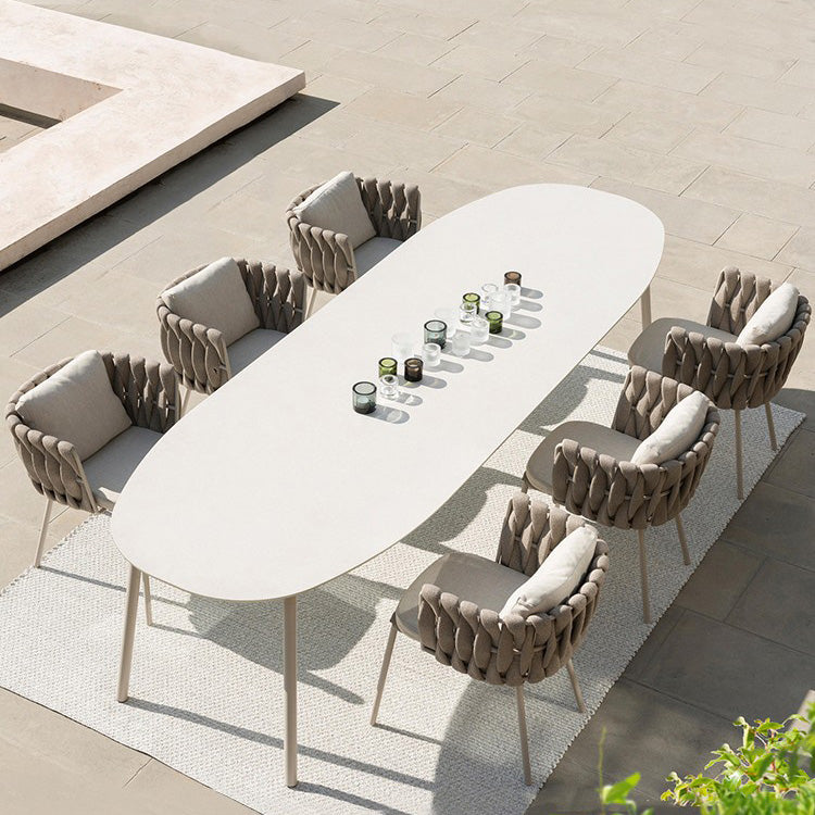 Modern Outdoor Dining Table UV Resistant Patio Table with Metal Frame