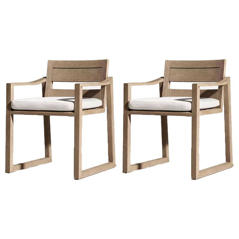 Contemporary Patio Dining Chair Solid Wood Outdoors Dining Chair in Gray