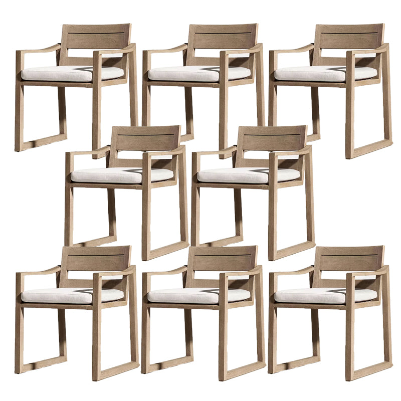 Contemporary Patio Dining Chair Solid Wood Outdoors Dining Chair in Gray