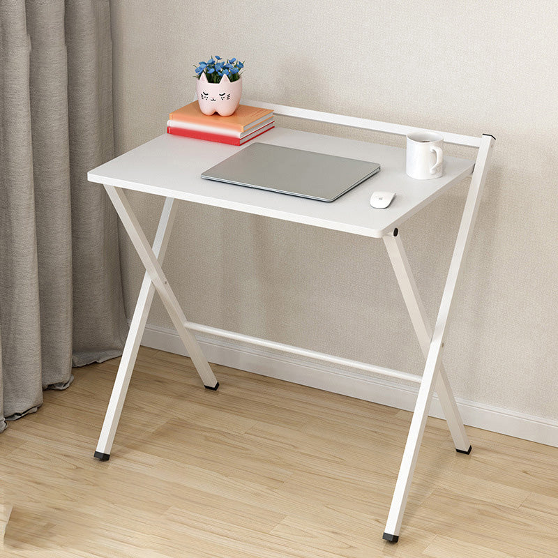 Contemporary Foldable Writing Desk with Woden Top and Metal Base