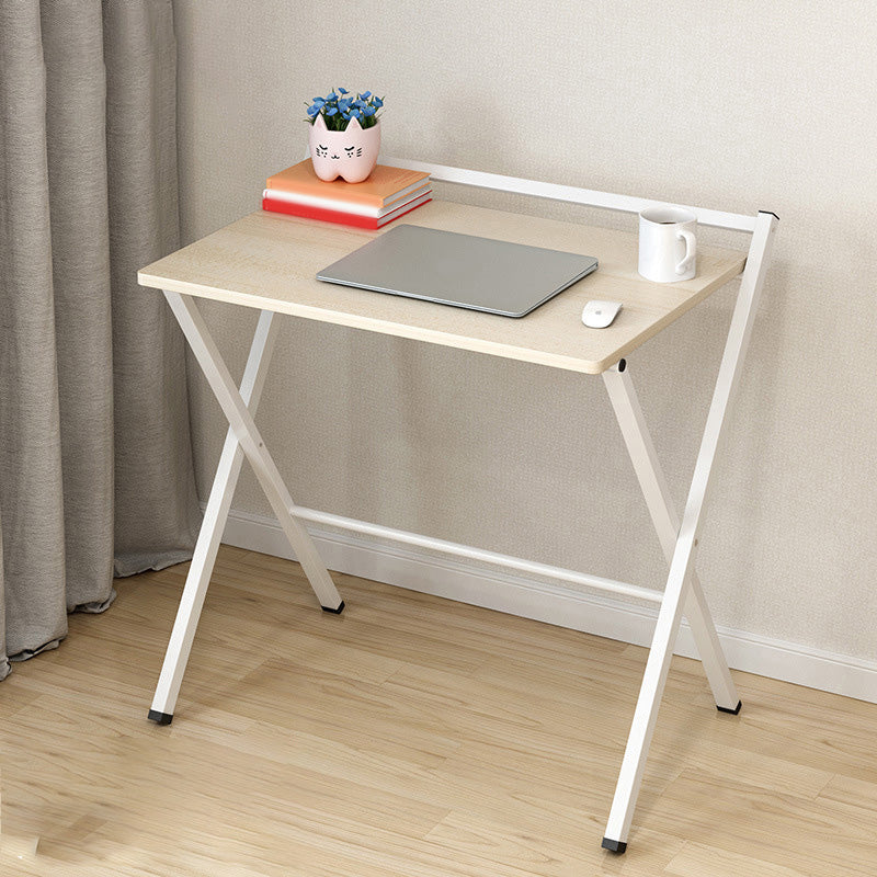 Contemporary Foldable Writing Desk with Woden Top and Metal Base