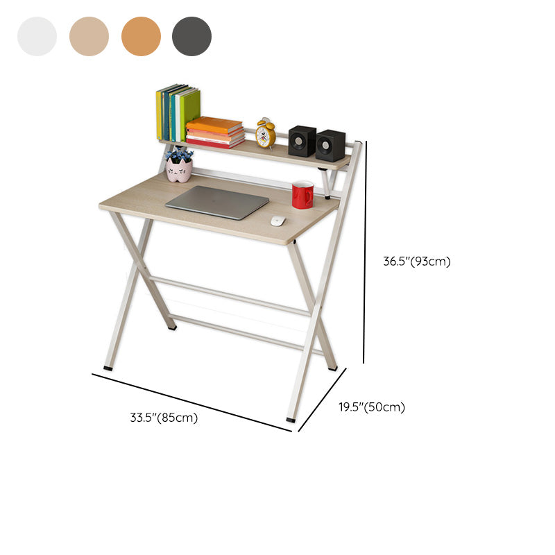 Contemporary Foldable Writing Desk with Woden Top and Metal Base