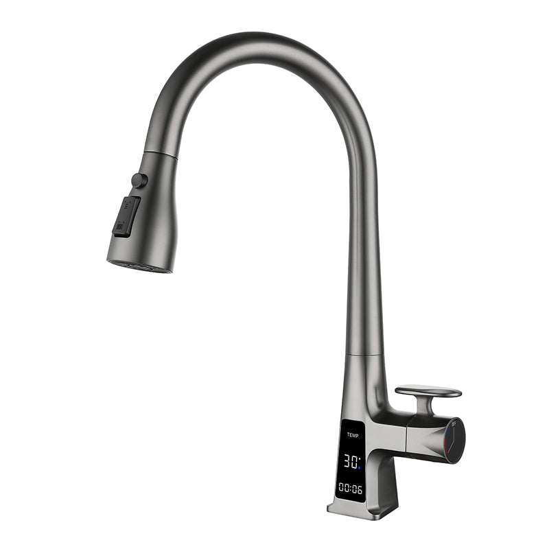 Modern Style Kitchen Faucet Gooseneck Copper Knob Handle Kitchen Faucet