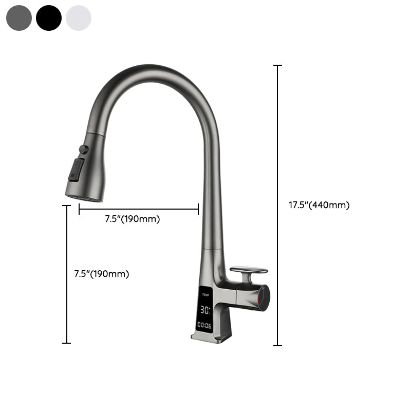 Modern Style Kitchen Faucet Gooseneck Copper Knob Handle Kitchen Faucet