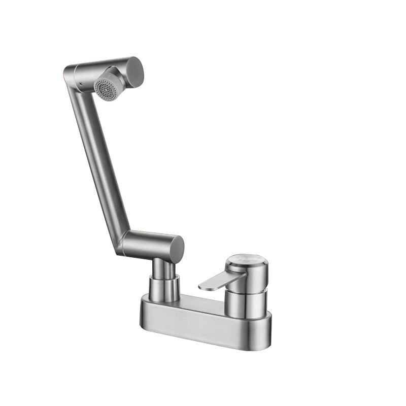 2 Holes Sink Faucet Swivel Stainless Steel Single Lever Handle Centerset Faucet