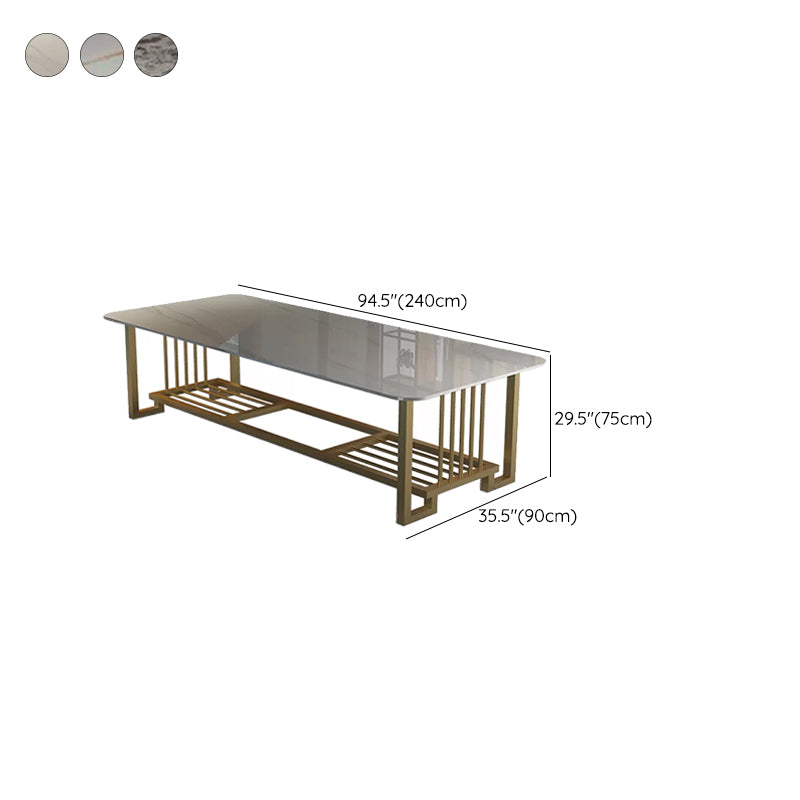 Stone Modern Style Office Desk Rectangular Shape Conference Tables with 2-Legs for Office