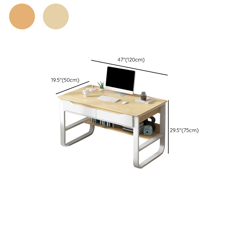 Rectangular Wooden Office Desk Antique Finish Computer Desk with Metal Legs