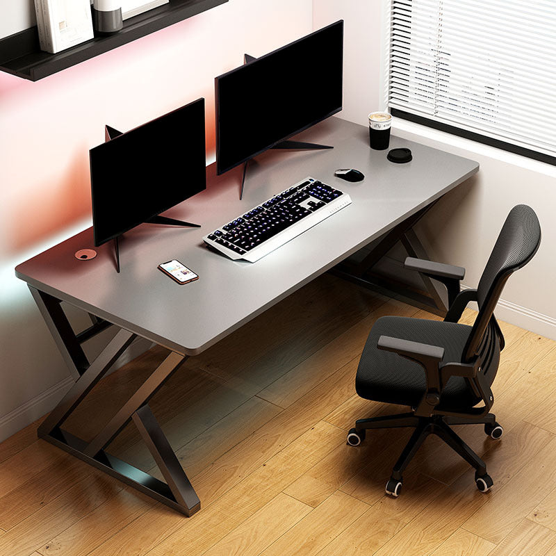 Contemporary Wood Writing Desk Antique Finish Computer Desk with Metal Legs