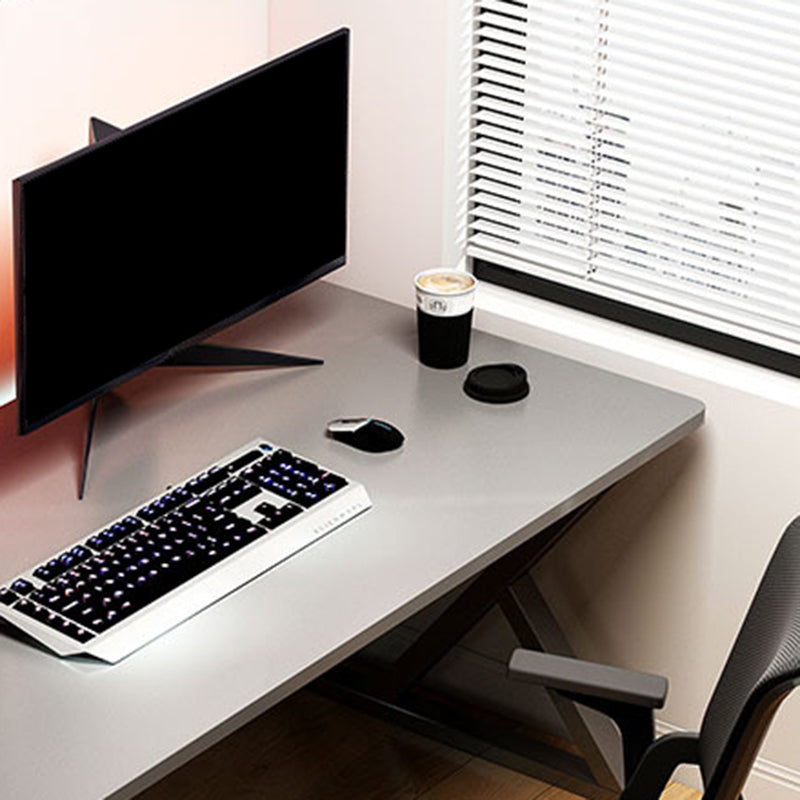 Contemporary Wood Writing Desk Antique Finish Computer Desk with Metal Legs