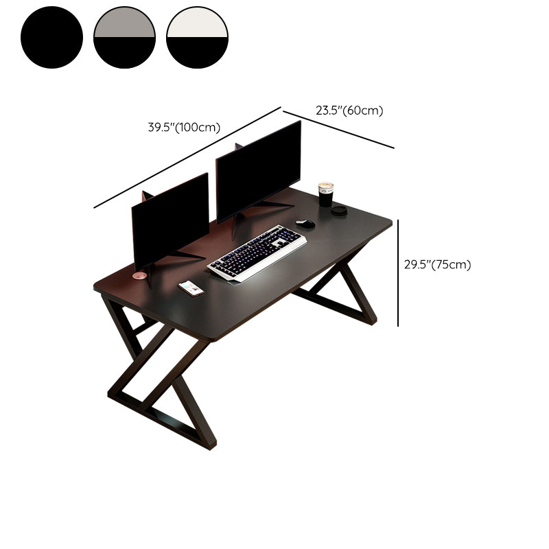 Contemporary Wood Writing Desk Antique Finish Computer Desk with Metal Legs