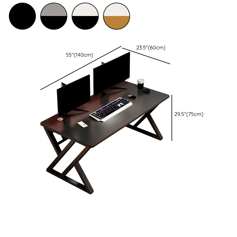 Contemporary Wood Writing Desk Antique Finish Computer Desk with Metal Legs