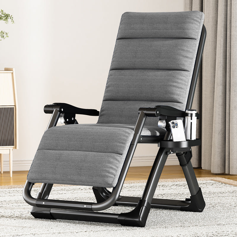 Contemporary Standard Recliner with Upholstery and Metal Base