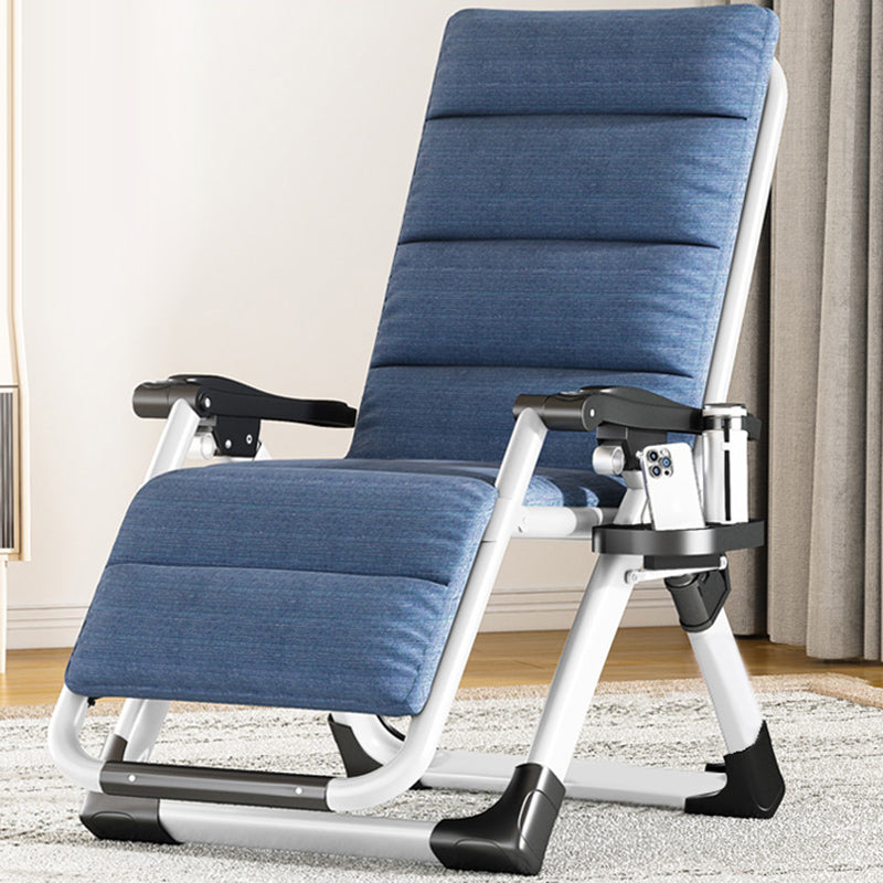 Contemporary Standard Recliner with Upholstery and Metal Base