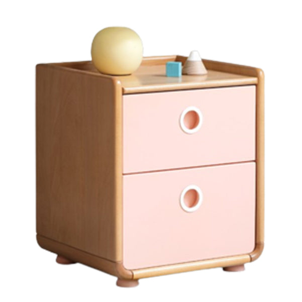 Contemporary Flat Top Kids Nightstand Solid Wood Nightstands with Drawers