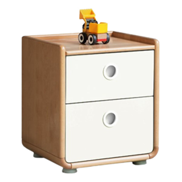 Contemporary Flat Top Kids Nightstand Solid Wood Nightstands with Drawers