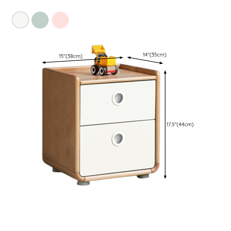 Contemporary Flat Top Kids Nightstand Solid Wood Nightstands with Drawers