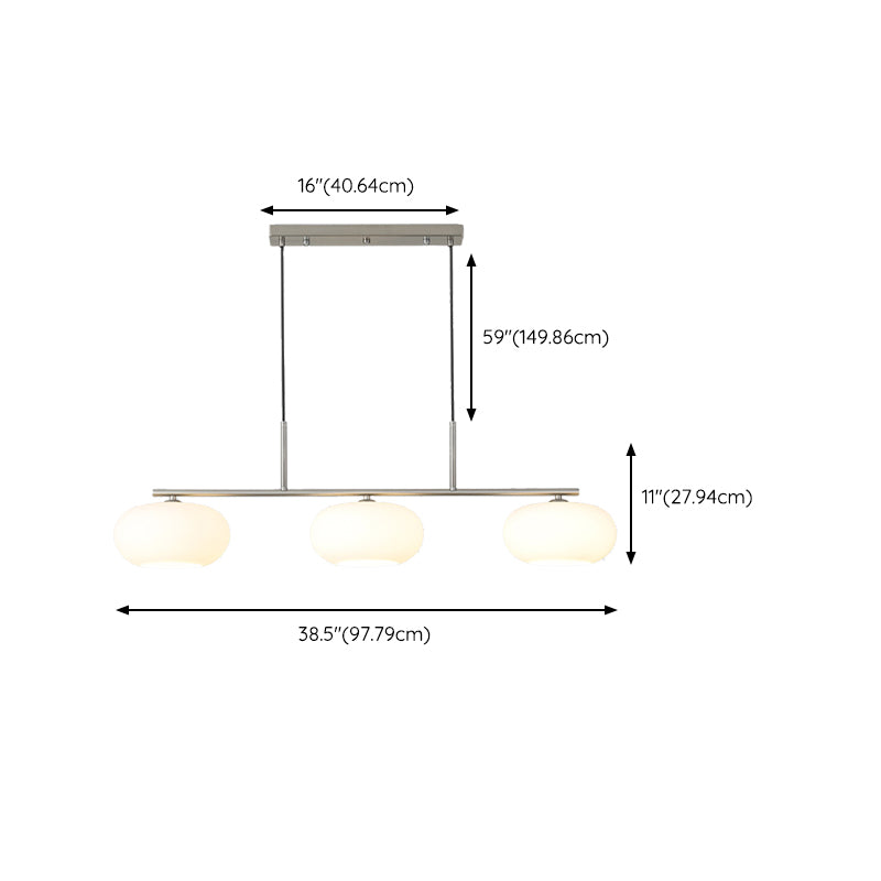 3-Light Contemporary Silver Island Lighting Dome Shaded Ceiling Light for Dining Room