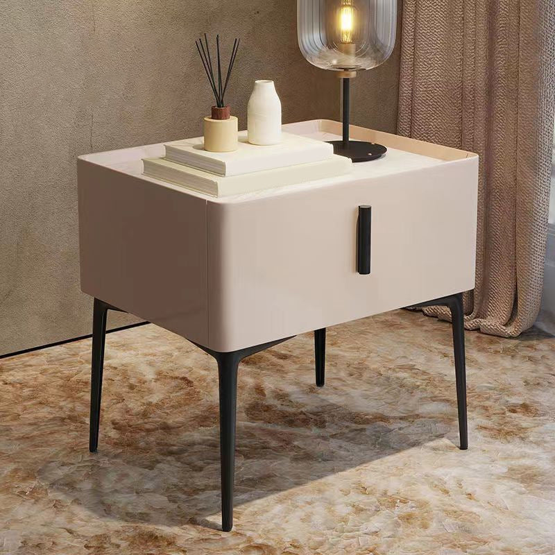 Contemporary 1 Drawer Accent Table Nightstand Antique Finish Bed Nightstand