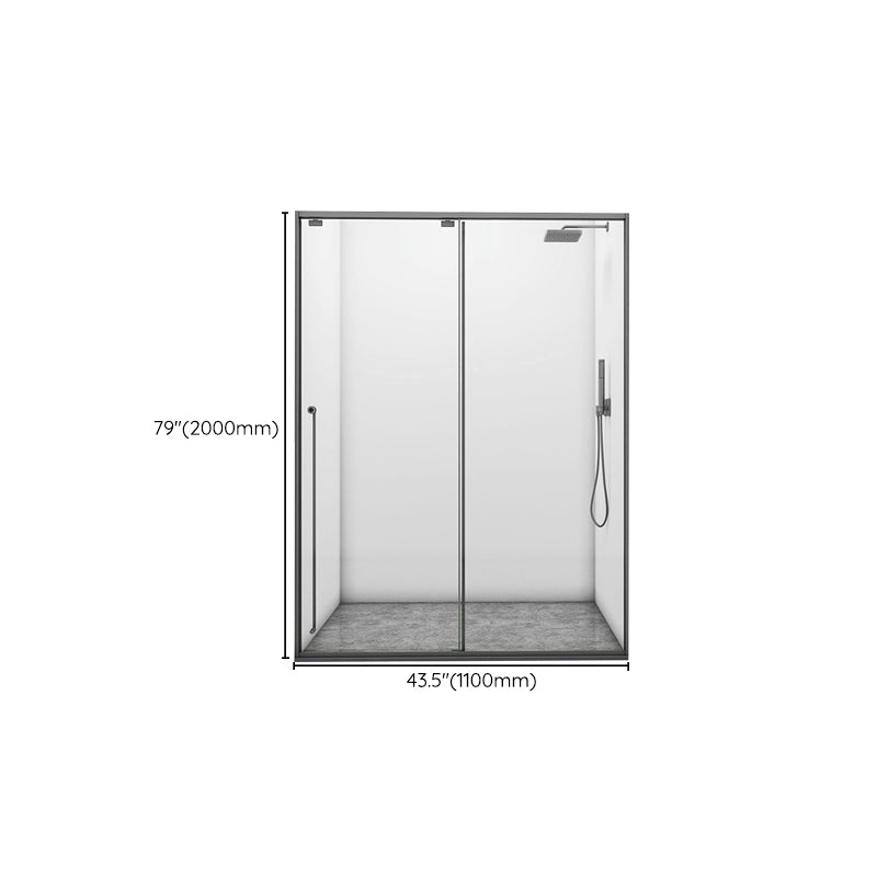 Gray Single Sliding Door Shower Door Tempered Glass Shower Door