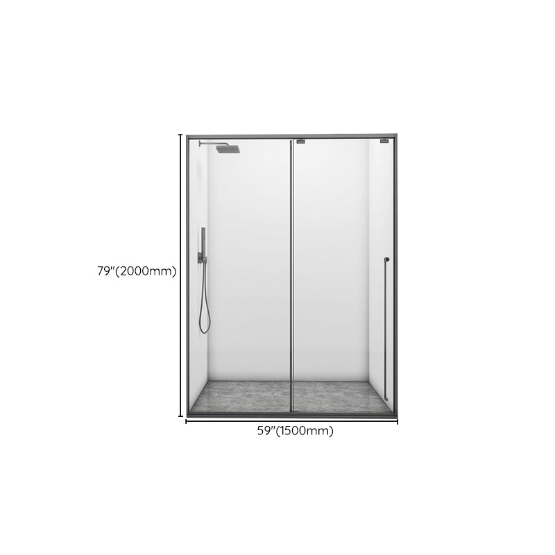 Gray Single Sliding Door Shower Door Tempered Glass Shower Door