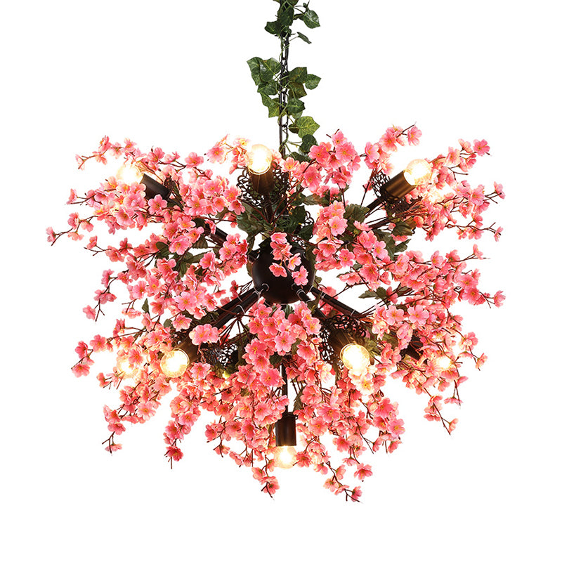 Pink Sputnik Chandelier Lighting Farmhouse Metal 13 Heads Restaurant Flower Pendant Ceiling Light