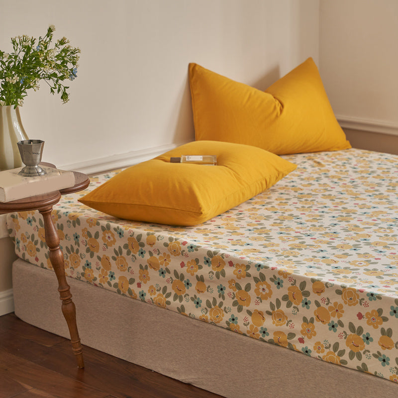 Bed Sheet Ditsy Floral Fitted Non-pilling Breathable Bed Sheet Set