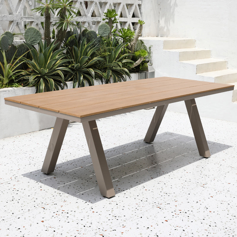 Rectangle Patio Table with UV Resistant Solid Wood Dining Table