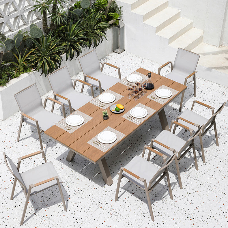 Rectangle Patio Table with UV Resistant Solid Wood Dining Table