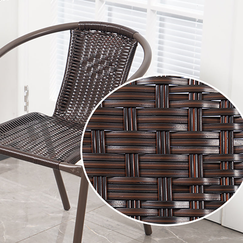 Tropical Dining Armchair in Black/Brown Rattan Outdoor Chair Stacking Armchair