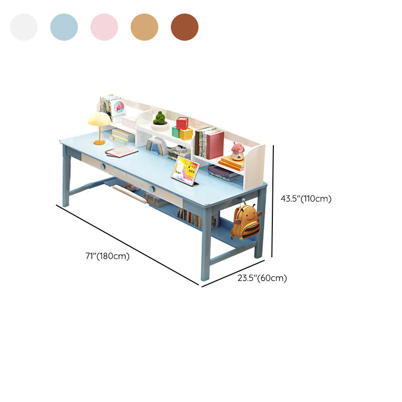 Contemporary Adjustable Writing Desk with 2 Drawers and Shelves