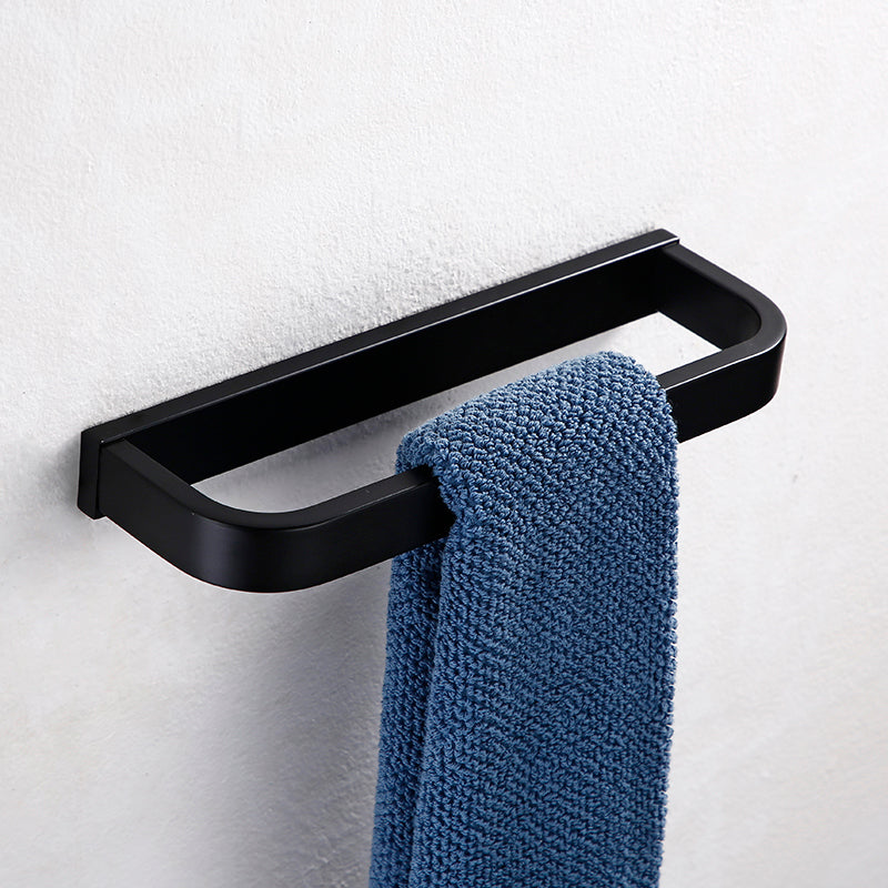 Contemporary Style Black Bathroom Accessory Set Metal Towel Bar