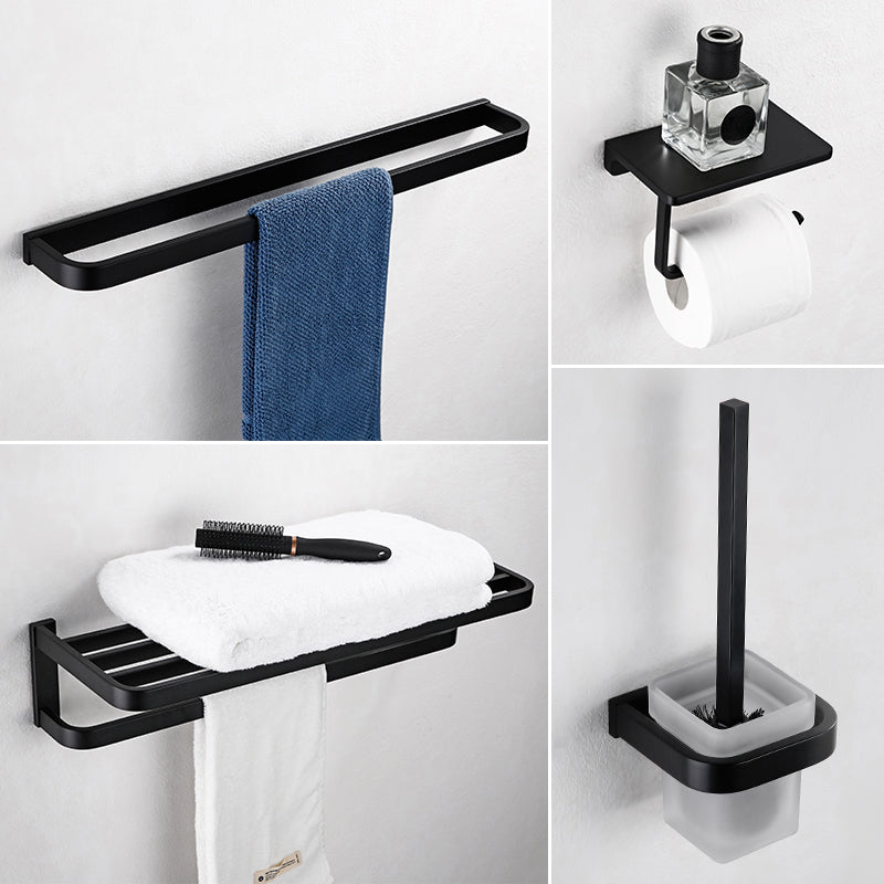 Contemporary Style Black Bathroom Accessory Set Metal Towel Bar