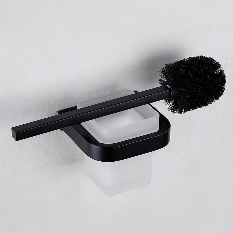 Contemporary Style Black Bathroom Accessory Set Metal Towel Bar