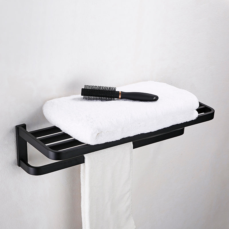 Contemporary Style Black Bathroom Accessory Set Metal Towel Bar