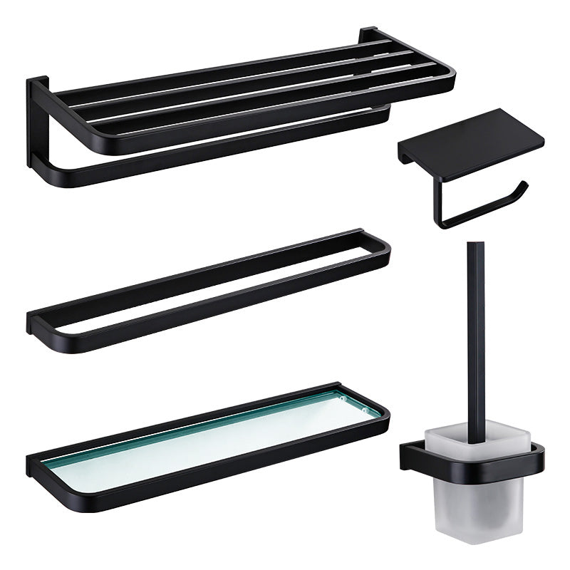 Contemporary Style Black Bathroom Accessory Set Metal Towel Bar