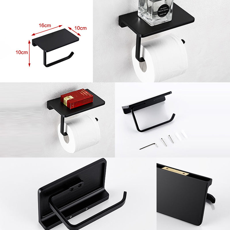 Contemporary Style Black Bathroom Accessory Set Metal Towel Bar