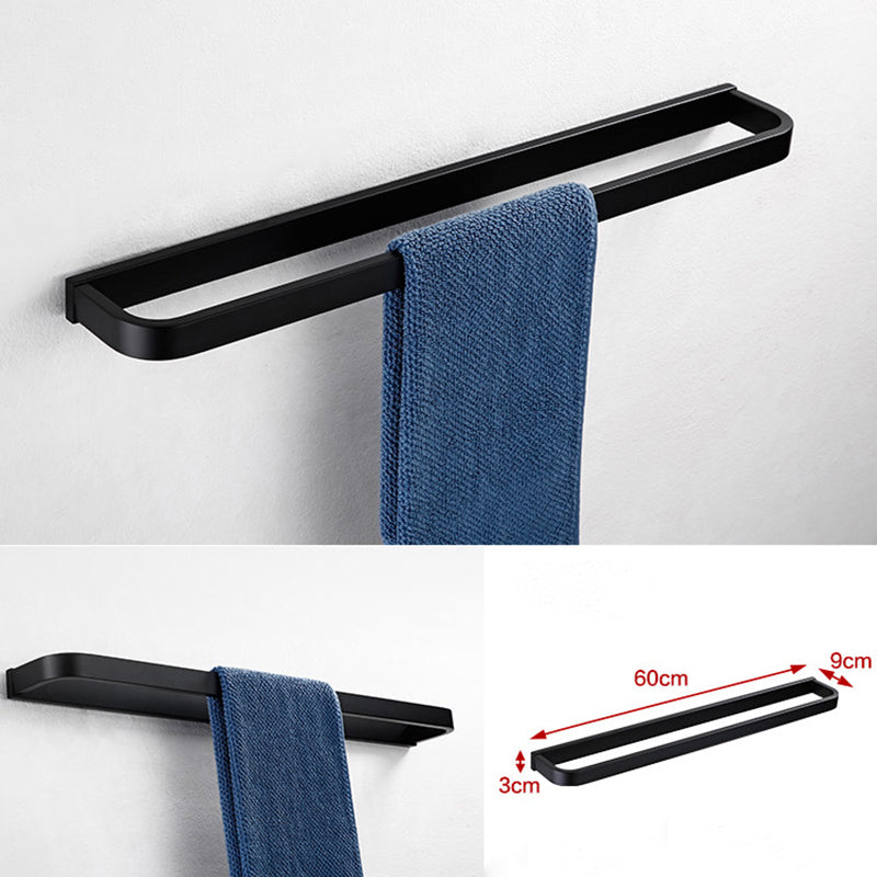 Contemporary Style Black Bathroom Accessory Set Metal Towel Bar