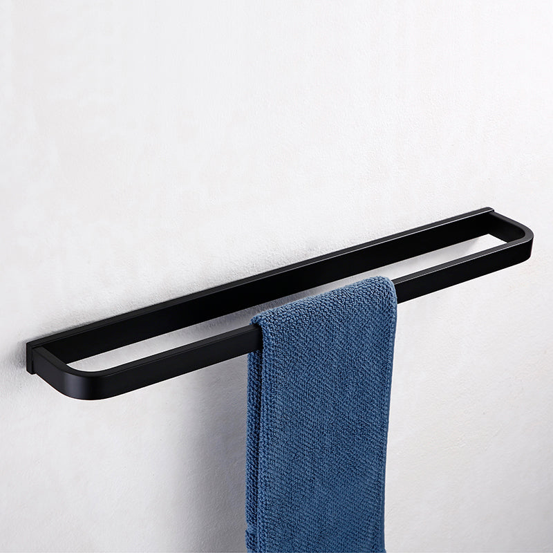 Contemporary Style Black Bathroom Accessory Set Metal Towel Bar