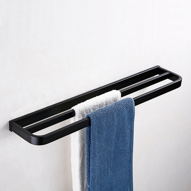 Contemporary Style Black Bathroom Accessory Set Metal Towel Bar