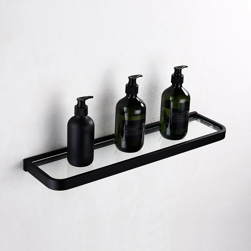 Contemporary Style Black Bathroom Accessory Set Metal Towel Bar