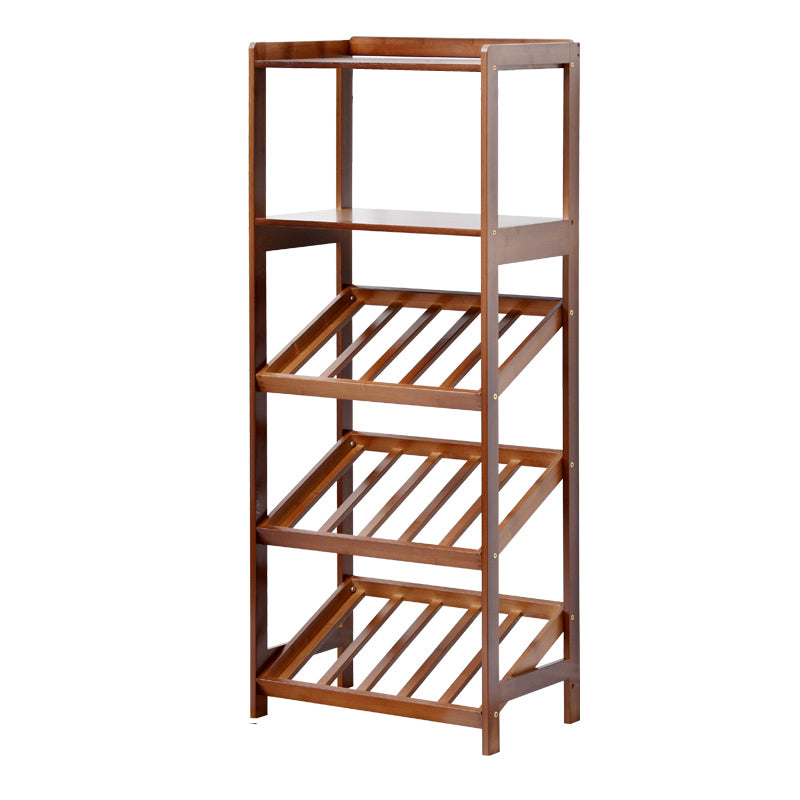 Modern Floor Wine Rack Kitchen Wine Bottle & Glass Rack in Brown