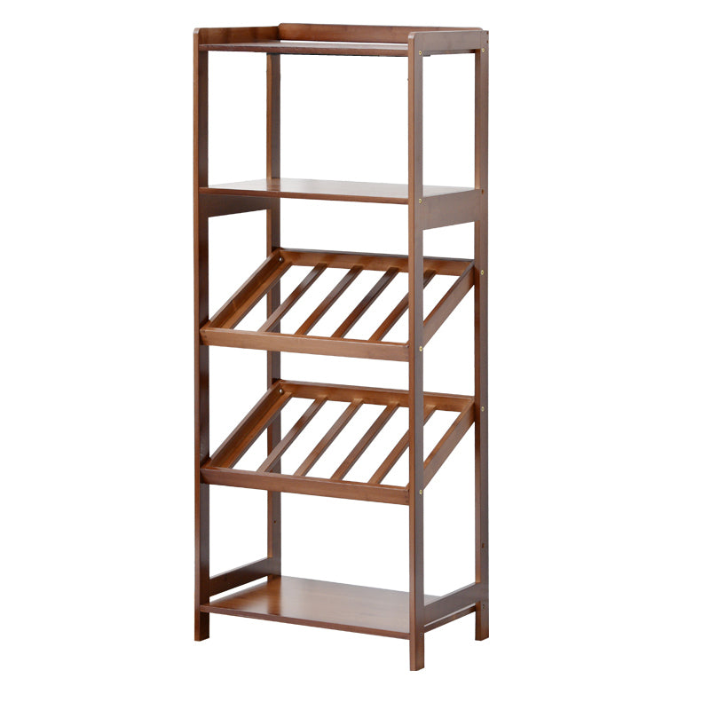 Modern Floor Wine Rack Kitchen Wine Bottle & Glass Rack in Brown