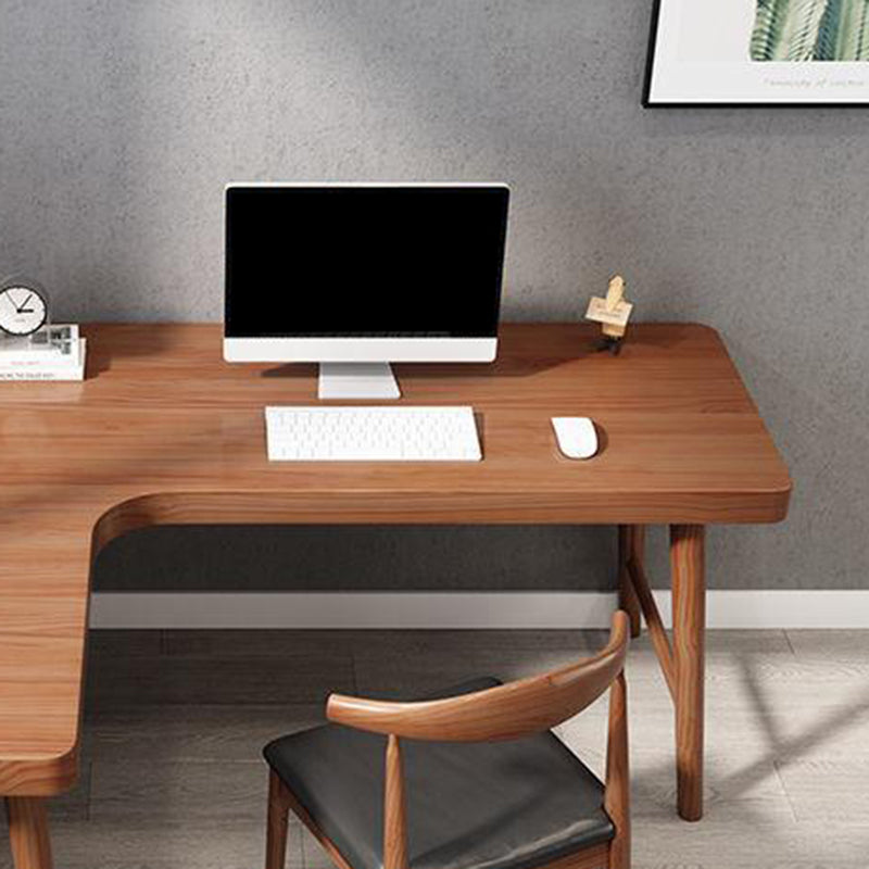 Contemporary Office Desk Pine Wood L-Shape Writing Desk for Office