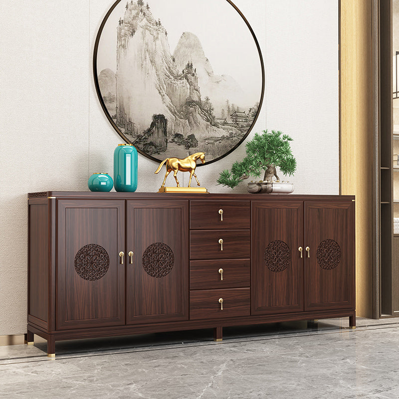 Contemporary Buffet Table Solid Wood Buffet Server with Drawers for Dining Room