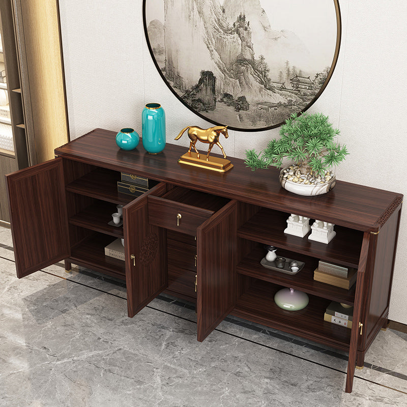 Contemporary Buffet Table Solid Wood Buffet Server with Drawers for Dining Room