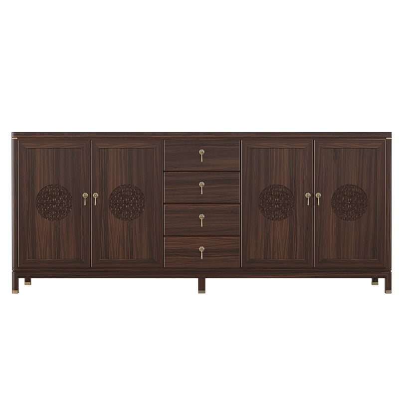 Contemporary Buffet Table Solid Wood Buffet Server with Drawers for Dining Room