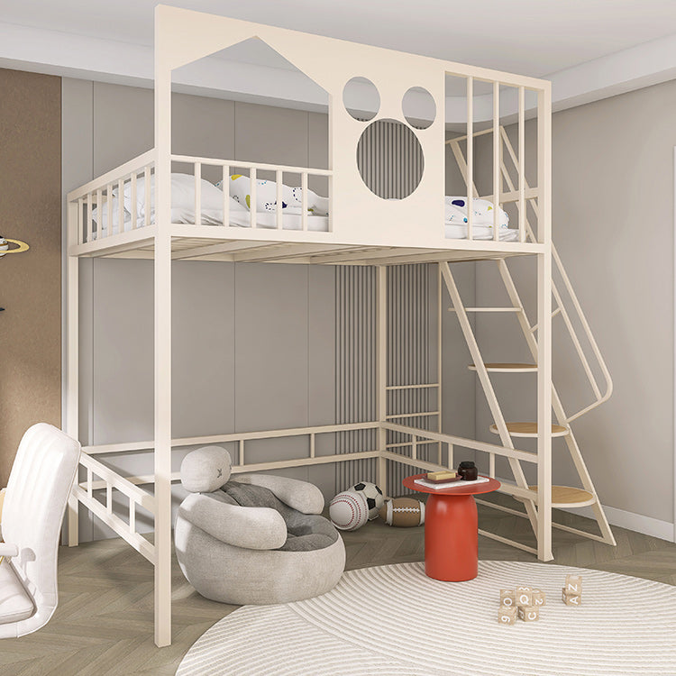 Gender Neutral Metal Kids Bed No Theme Loft Bed with Guardrail