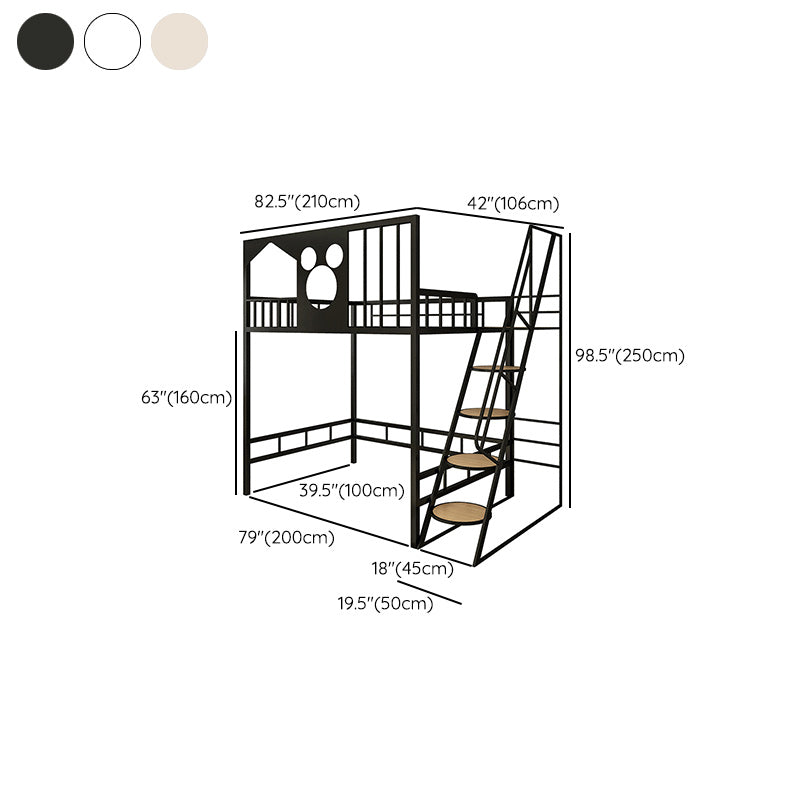 Gender Neutral Metal Kids Bed No Theme Loft Bed with Guardrail