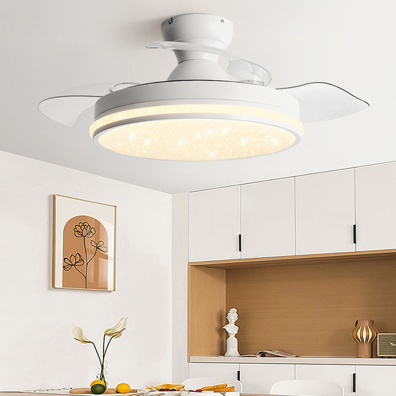 Simple LED Ceiling Fan Lamp Metal Fan Lighting for Dining Room